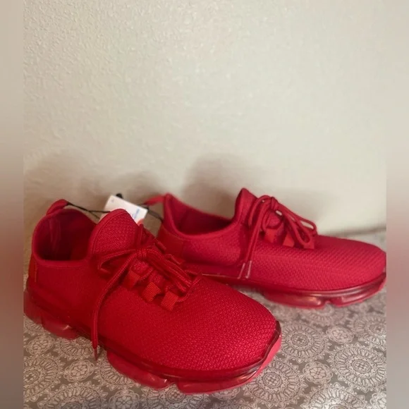 Taxi~NWT~Aries~Red~Breathable Mesh Textile~Lace-Up~Athletic Sneaker Shoe~Size 10 - Picture 6 of 13